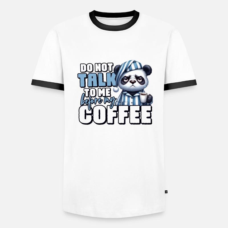 Grumpy panda bear with coffee Men's Ringer Shirt