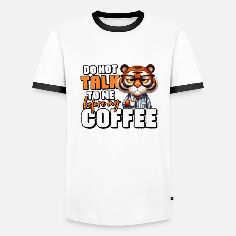 Grumpy tiger with coffee Men's Ringer Shirt