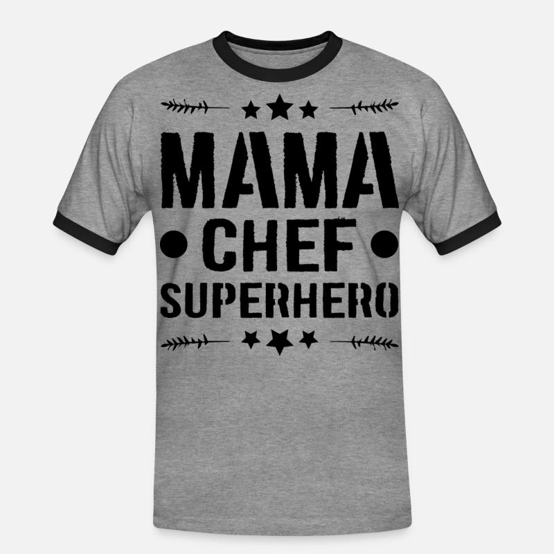 Mama Chef Superheld Mutter - Männer Kontrast-T-Shirt - Grau meliert/Schwarz