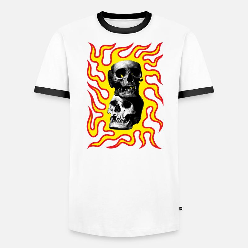 Crânes en feu de l’enfer T-shirt contrasté Homme