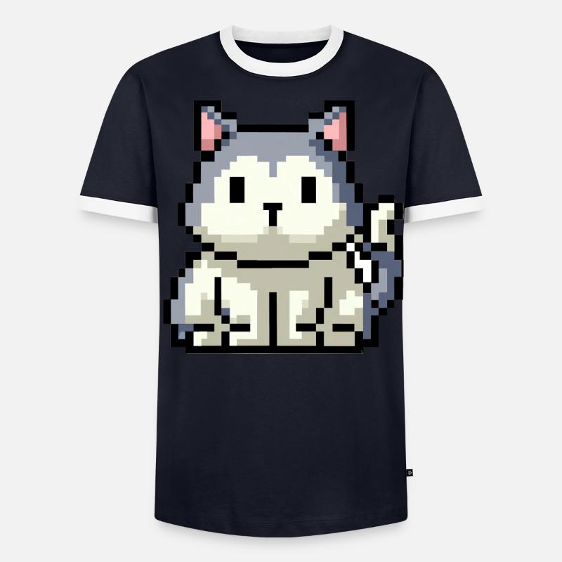 8bit 16bit chat pixélisé T-shirt contrasté Homme