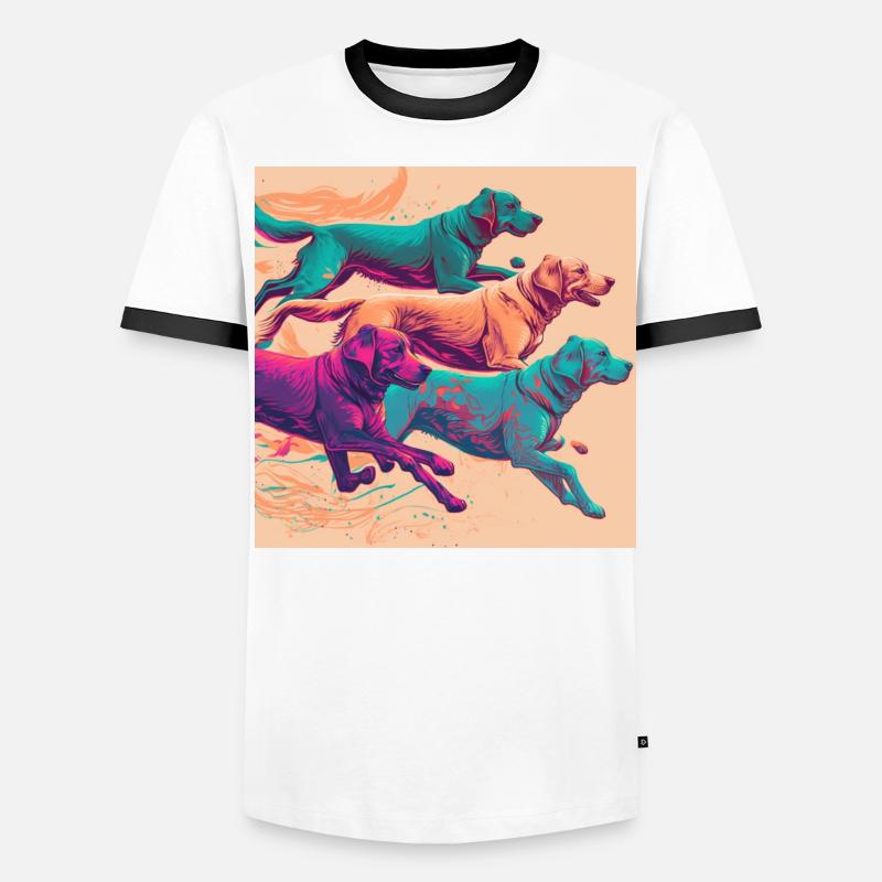 Bunte Hunde - Hunde Gruppe Männer Kontrast-T-Shirt