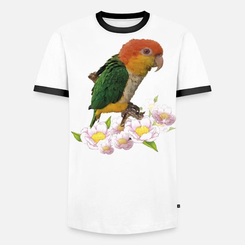 Der orangeköpfige Caique Männer Kontrast-T-Shirt