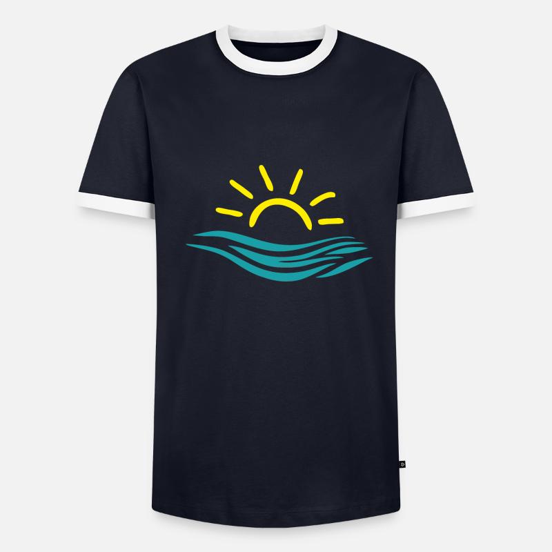 Soleil et mer, eau, vagues T-shirt contrasté Homme
