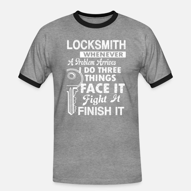 Locksmith Locksmith Solves Problem - Men's Ringer Shirt - heather grey/black