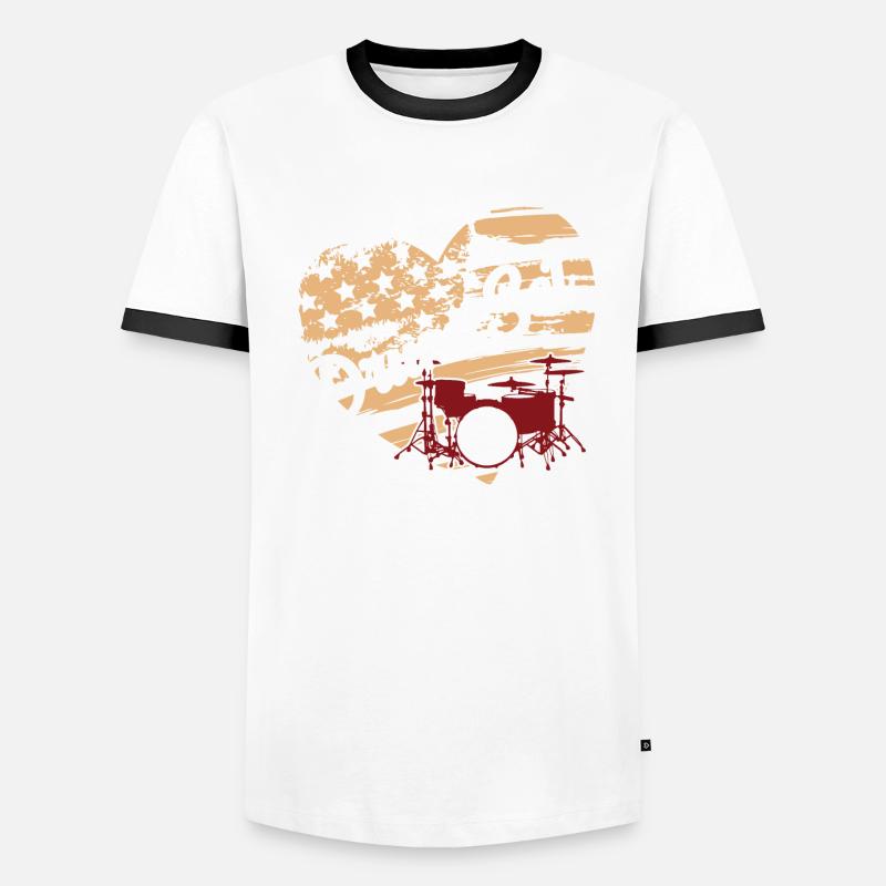 Drum Set Drum Set Flag Men's Ringer Shirt