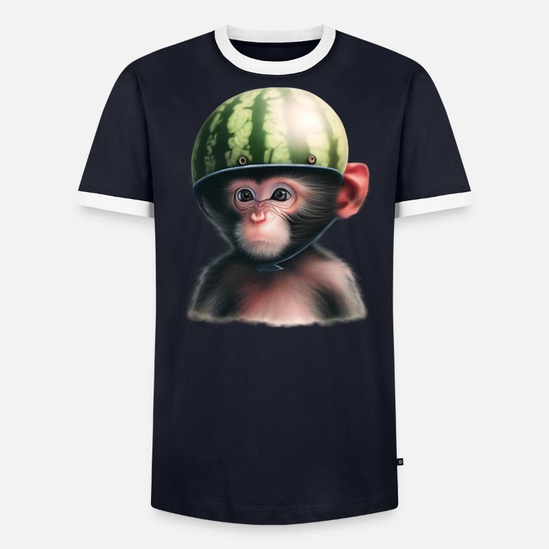 Affe mit Wassermelone - Männer Kontrast-T-Shirt - undefined