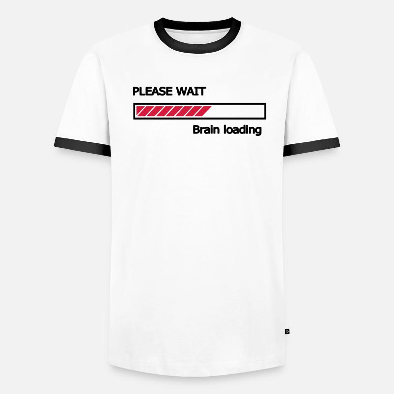 Please wait Brain loading progress bar Loading Bar Men's Ringer Shirt