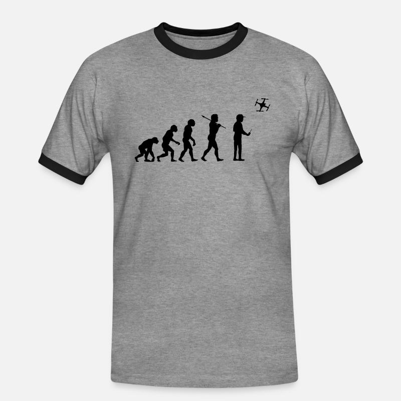 The drone evolution - Männer Kontrast-T-Shirt - Grau meliert/Schwarz