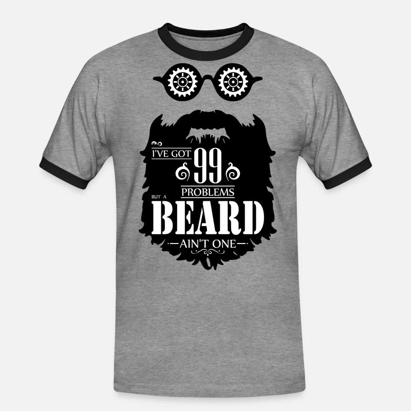 99 Problems Beard - Men's Ringer Shirt - heather grey/black