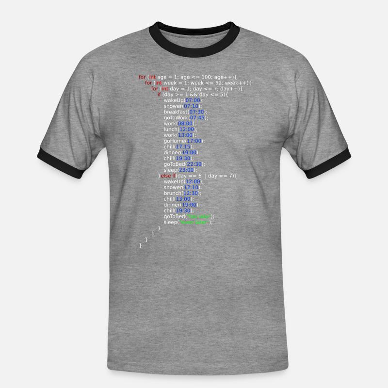 Ma vie - Java Code - T-shirt contrasté Homme - gris chiné/noir