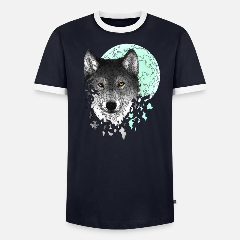 Wolf Männer Kontrast-T-Shirt