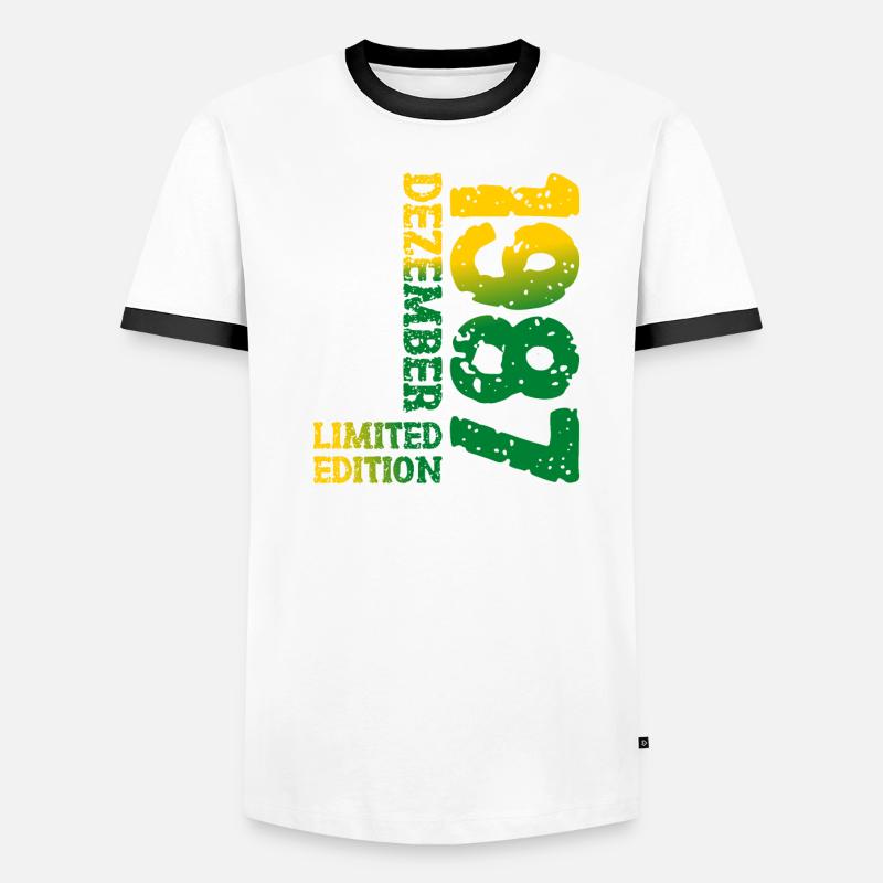 1987 décembre édition limitée 36e anniversaire décoration T-shirt contrasté Homme
