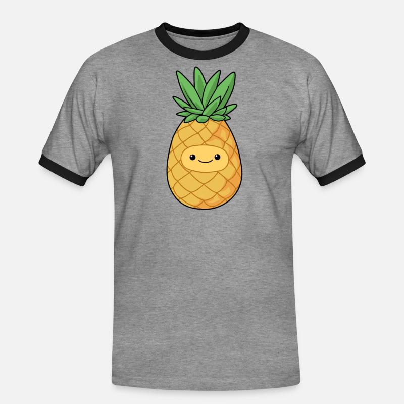 Comic Ananas Pineapple - Männer Kontrast-T-Shirt - Grau meliert/Schwarz