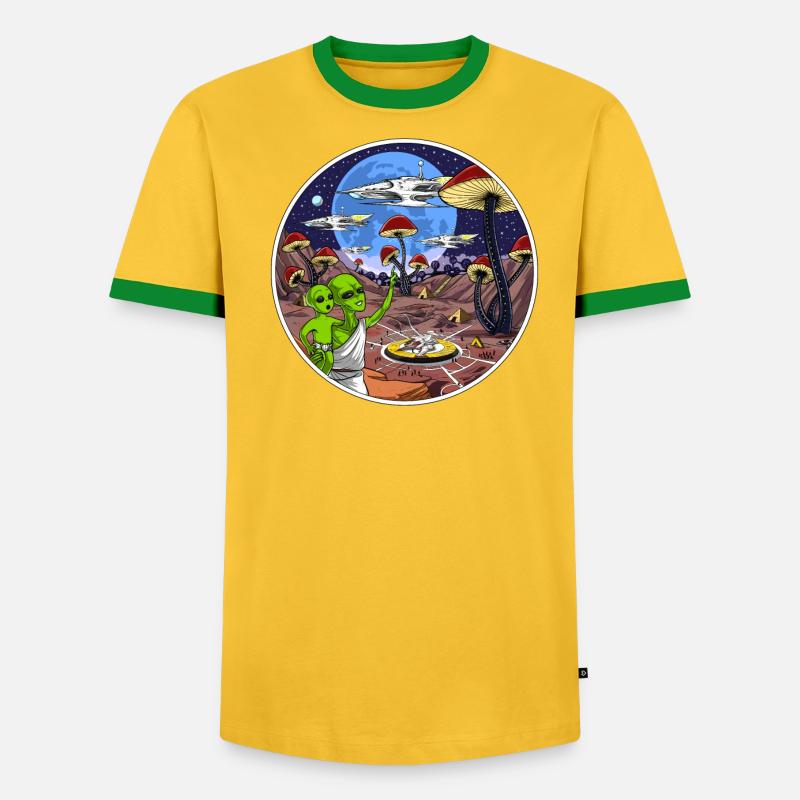 Psychedelic Alien Magic Mushrooms - Men's Ringer Shirt - undefined