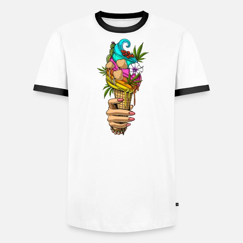 Psychedelisches Eis Männer Kontrast-T-Shirt