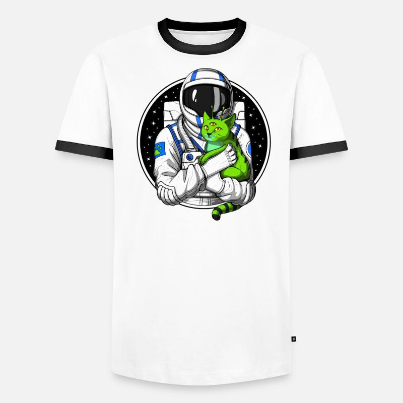 Chat étranger d’astronaute T-shirt contrasté Homme