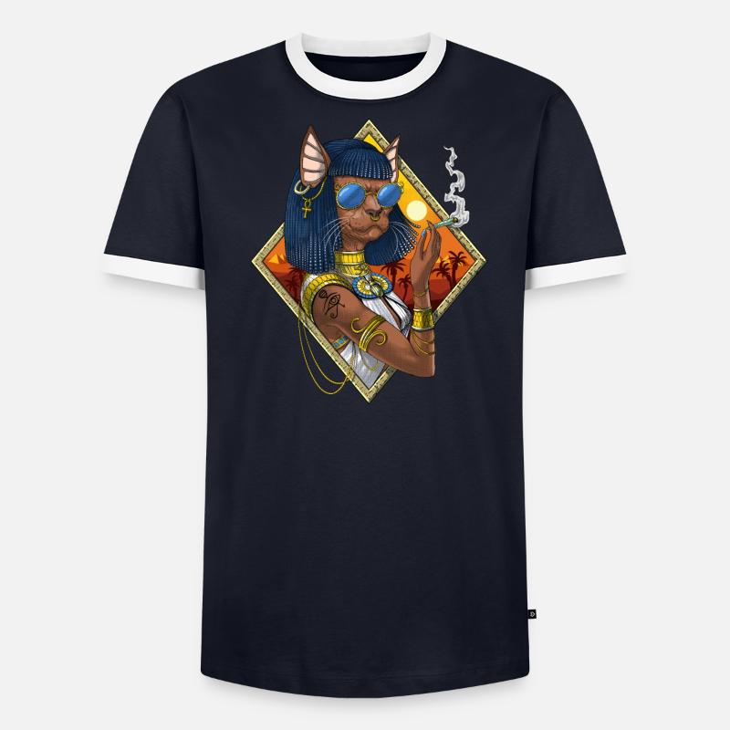 Bastet Déesse Hippie Stoner T-shirt contrasté Homme