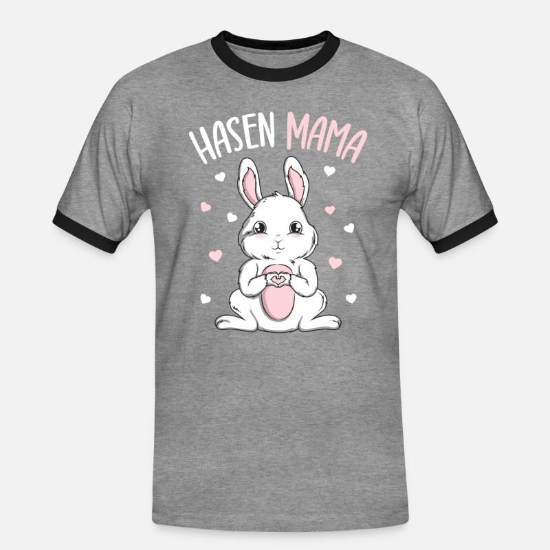 Rabbit Rabbit Mama Rabbit - Men's Ringer Shirt - heather grey/black