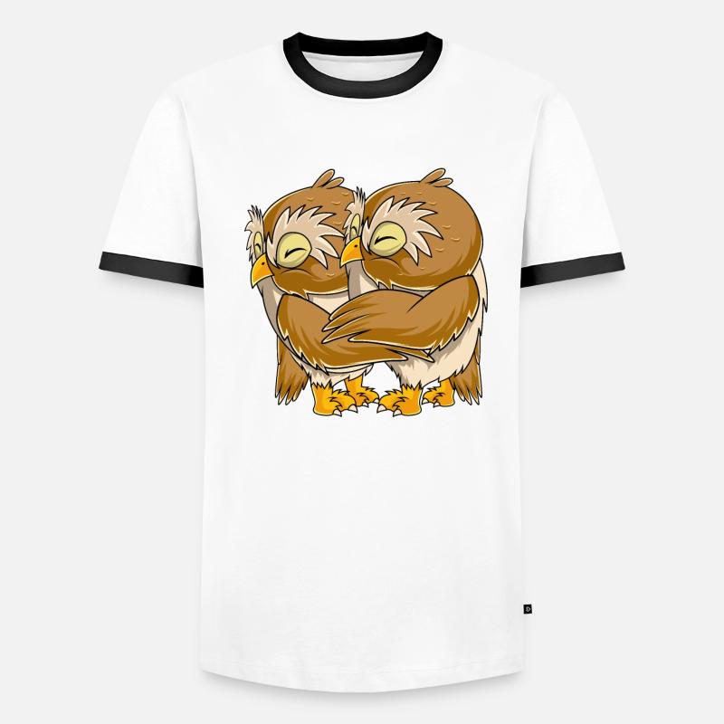 Eulen Kinder Damen Mädchen Eule Männer Kontrast-T-Shirt