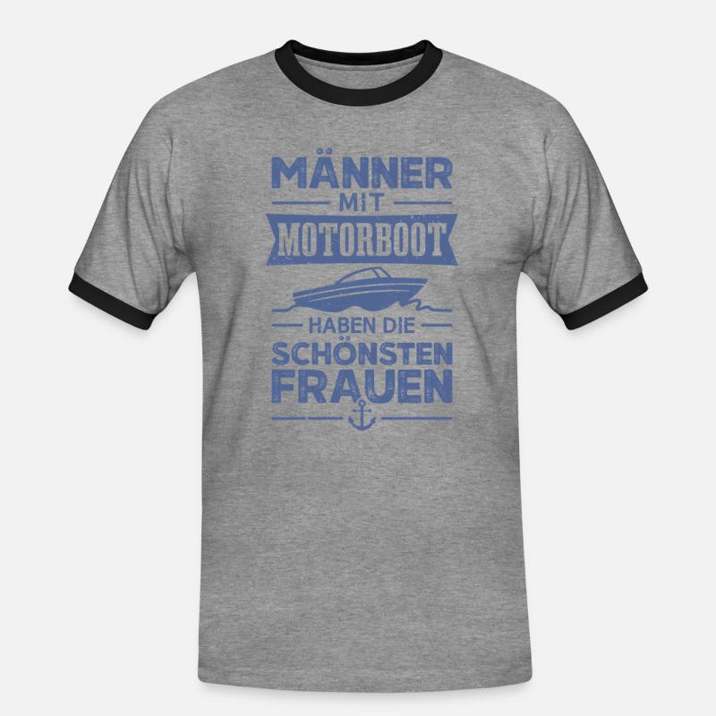 Motorboot Bootfahren Bootsfahrer Boot - Männer Kontrast-T-Shirt - Grau meliert/Schwarz