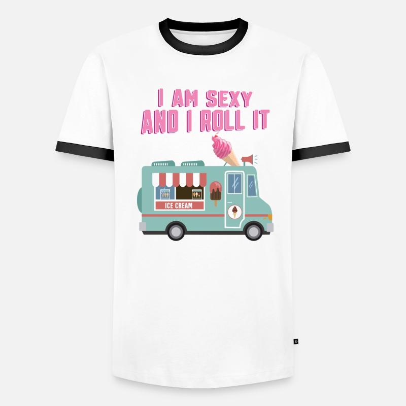 Lustiger Eismann mit Ice Cream Männer Kontrast-T-Shirt