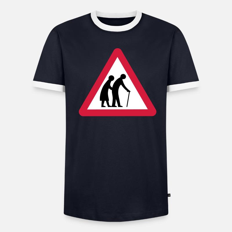 Attention Old gens de passage Signalisation T-shirt contrasté Homme