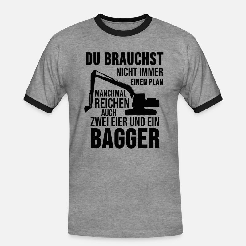 Bagger Baggerfahrer Baustelle Sprüche Geschenk - Männer Kontrast-T-Shirt - Grau meliert/Schwarz