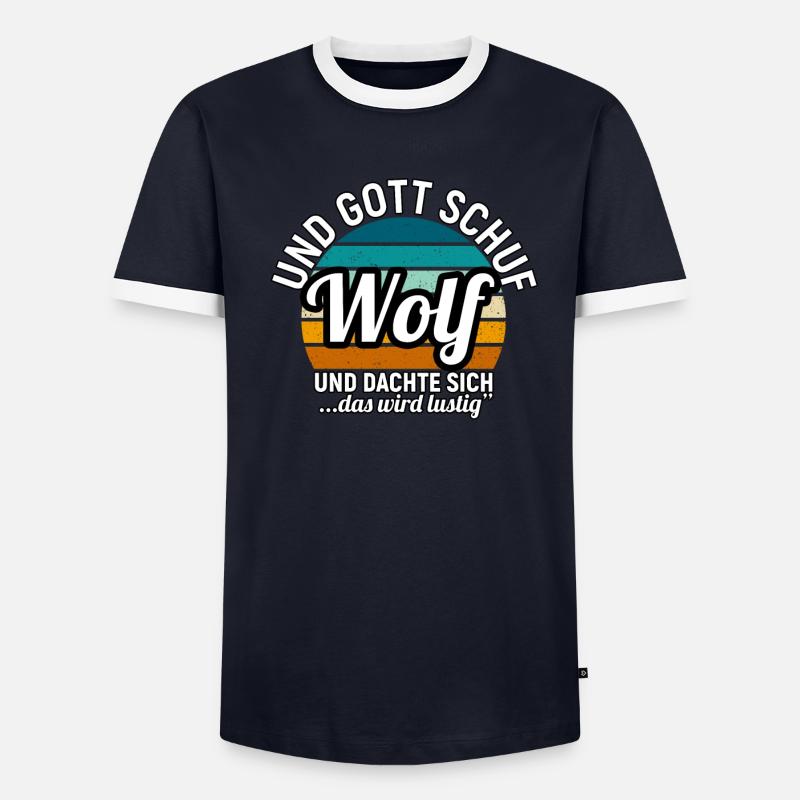 Wolf Männer Kontrast-T-Shirt