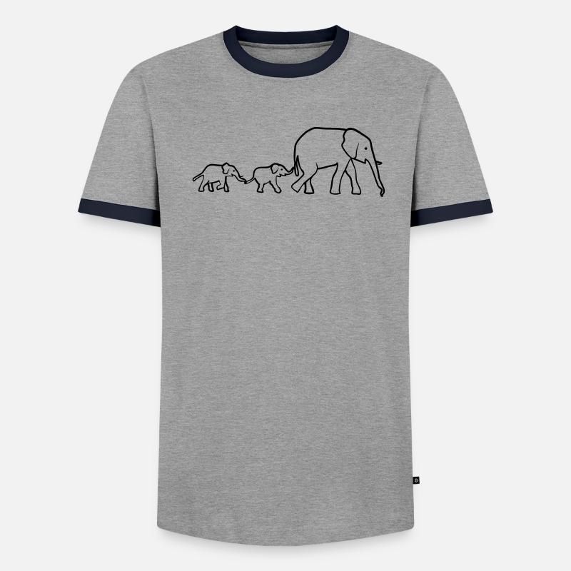Elefanten Mutter und Junge, Elefant - Männer Kontrast-T-Shirt - Grau meliert/Schwarz