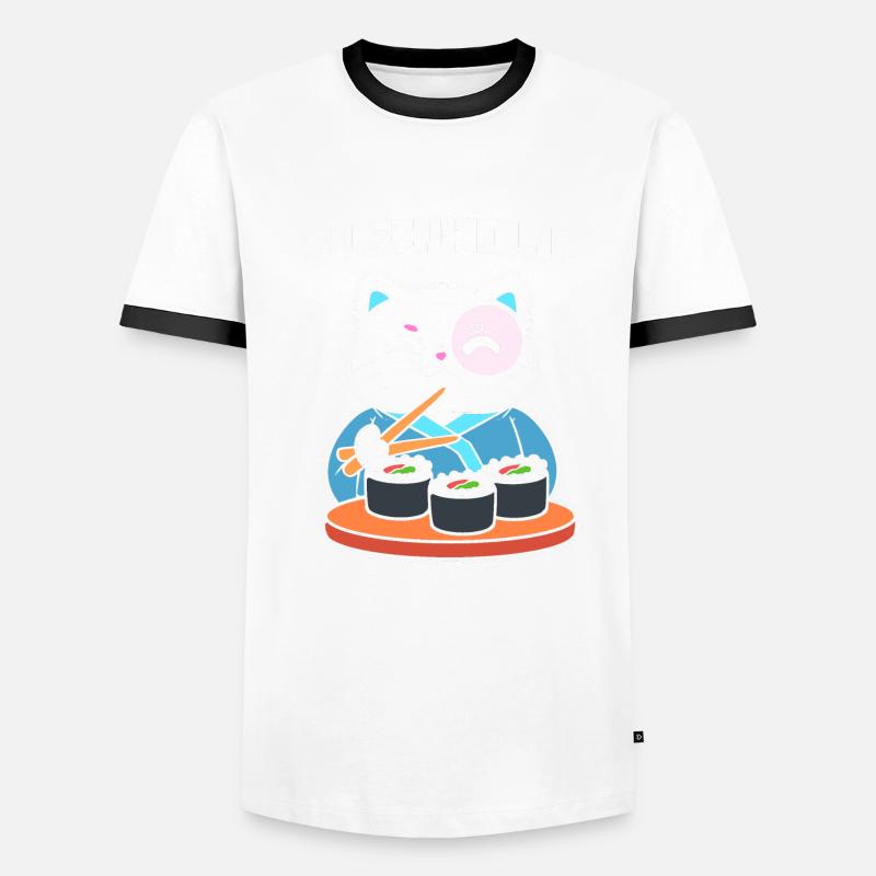Cat eats sushi Sushi lover Men's Ringer Shirt