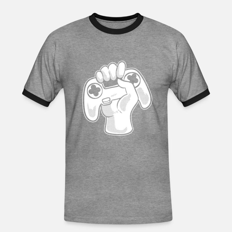 Videospiel -Controller Computerfreak - Männer Kontrast-T-Shirt - Grau meliert/Schwarz