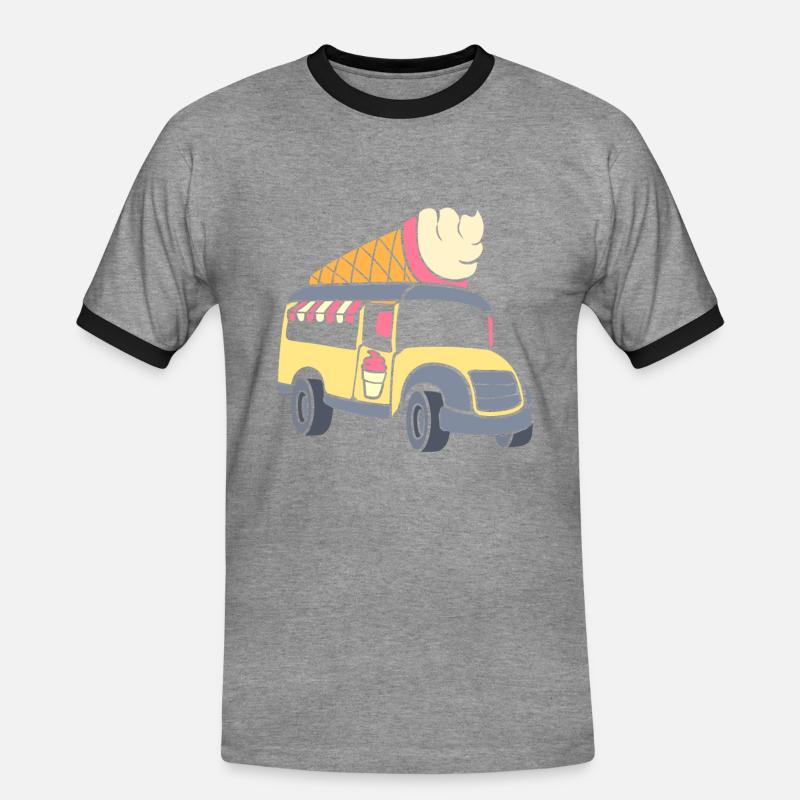 Rosa Eiswagen Eiscreme Scooper - Männer Kontrast-T-Shirt - Grau meliert/Schwarz