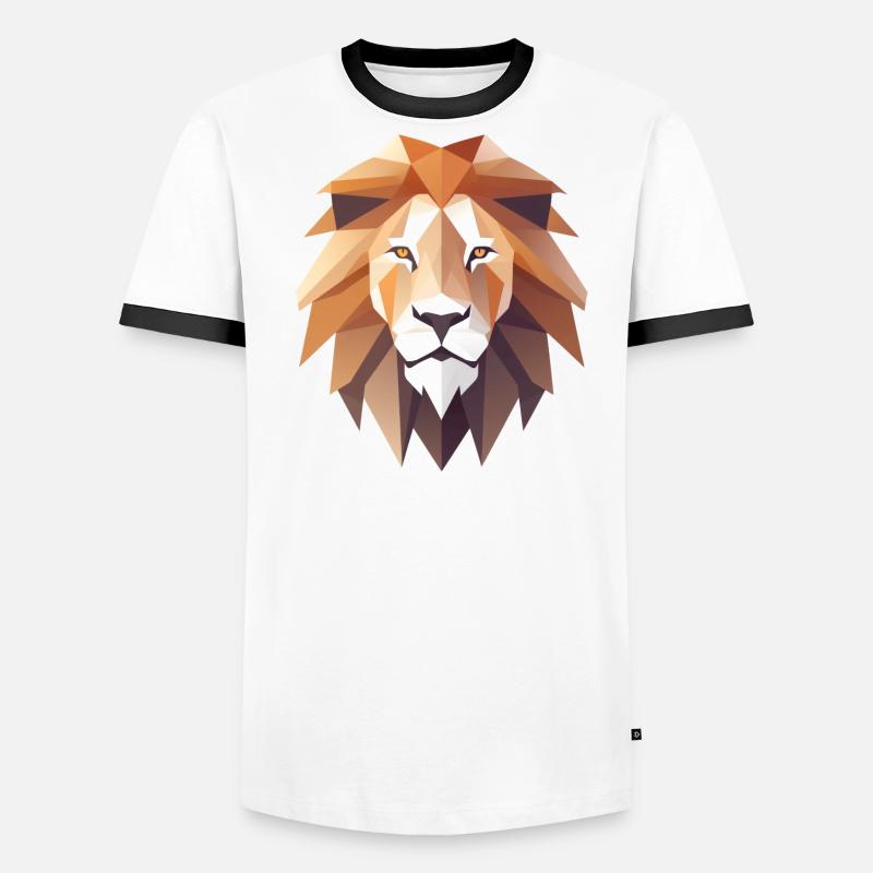 Conception de logo Lion Head Low Poly T-shirt contrasté Homme