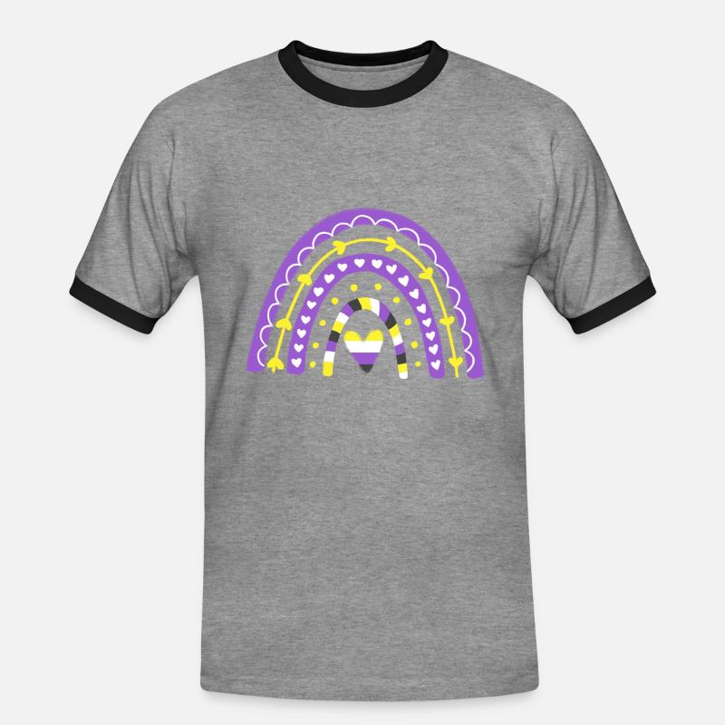 Nonbinary Pride Boho Rainbow - Men's Ringer Shirt - heather grey/black