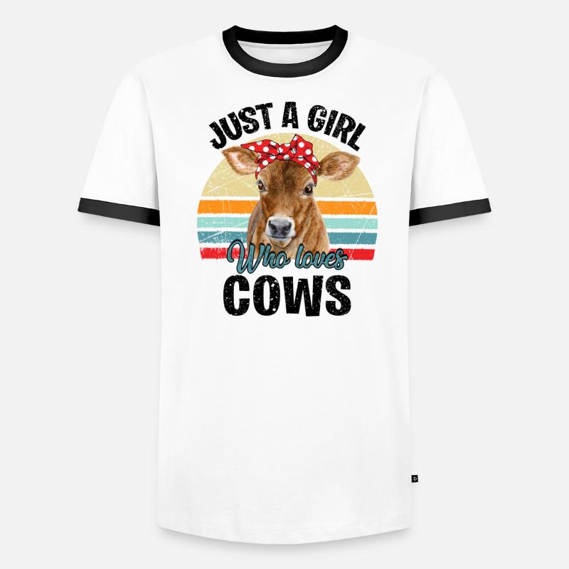Nur ein Mädchen, das Kühe liebt Männer Kontrast-T-Shirt