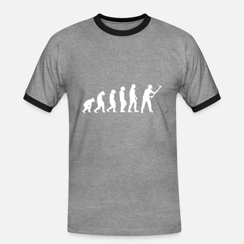 Evolution Bergmann - Männer Kontrast-T-Shirt - Grau meliert/Schwarz