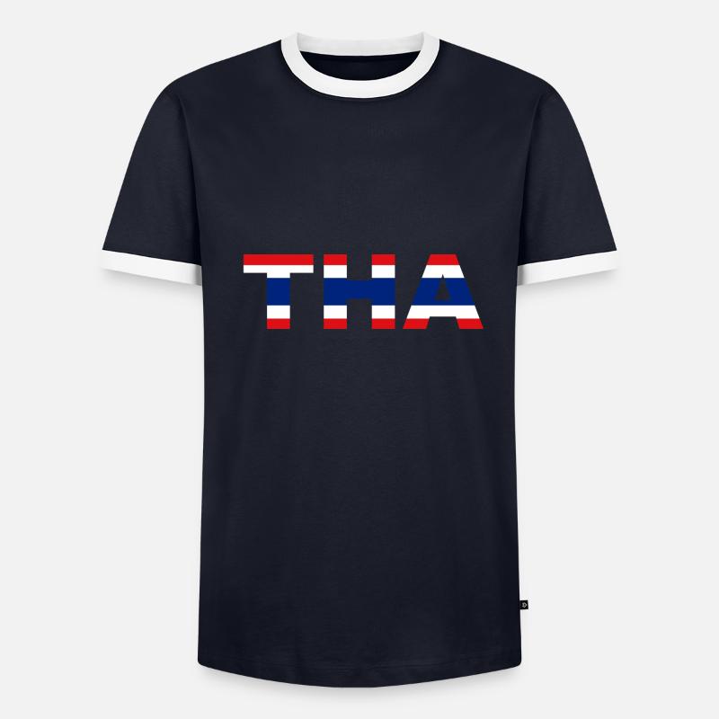 Thailand Flagge ISO Code THA Männer Kontrast-T-Shirt