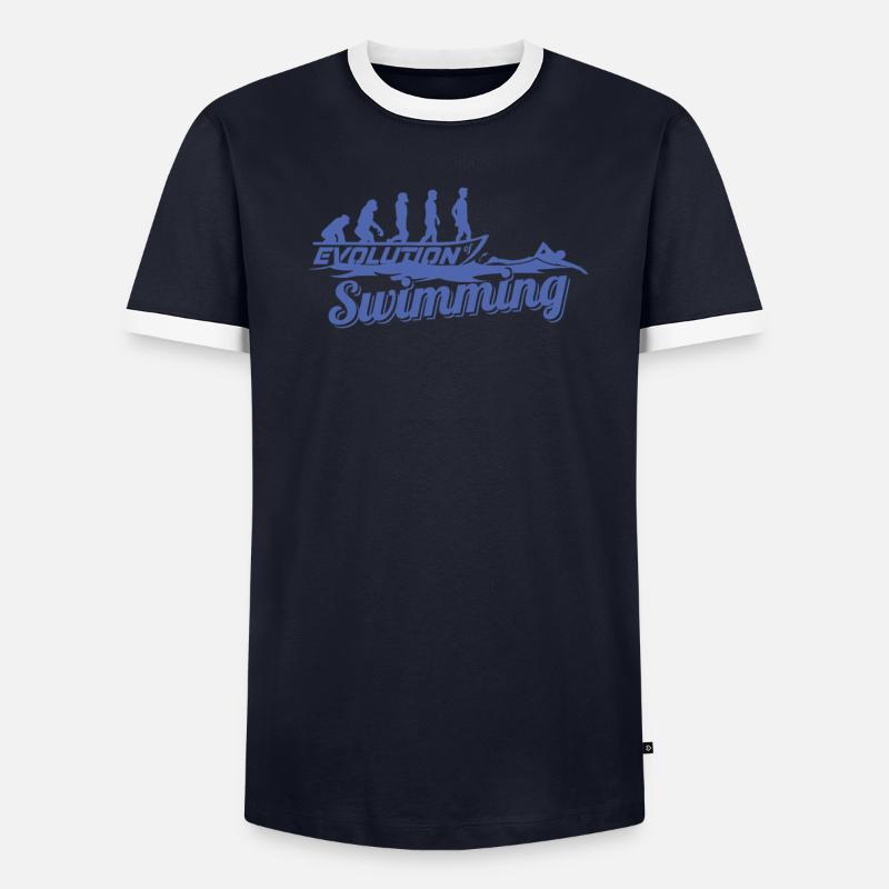 Evolution des Schwimmers der Schwimmerin - Männer Kontrast-T-Shirt - undefined