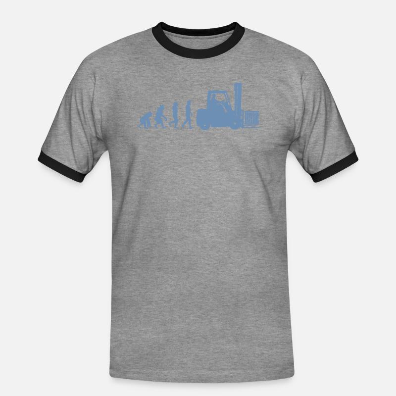 Evolution eines Staplerfahrer - Männer Kontrast-T-Shirt - Grau meliert/Schwarz