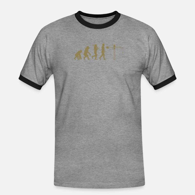 Kranführer Evolution - Männer Kontrast-T-Shirt - Grau meliert/Schwarz