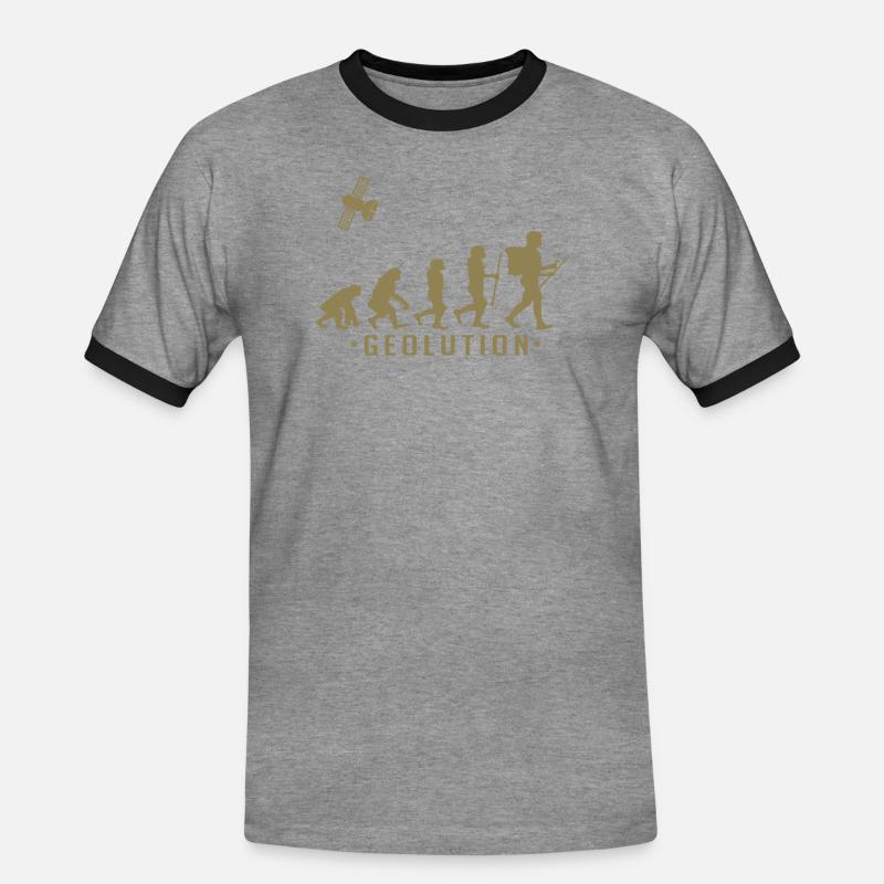 Geocaching evolution Shirt Geolution - Männer Kontrast-T-Shirt - Grau meliert/Schwarz