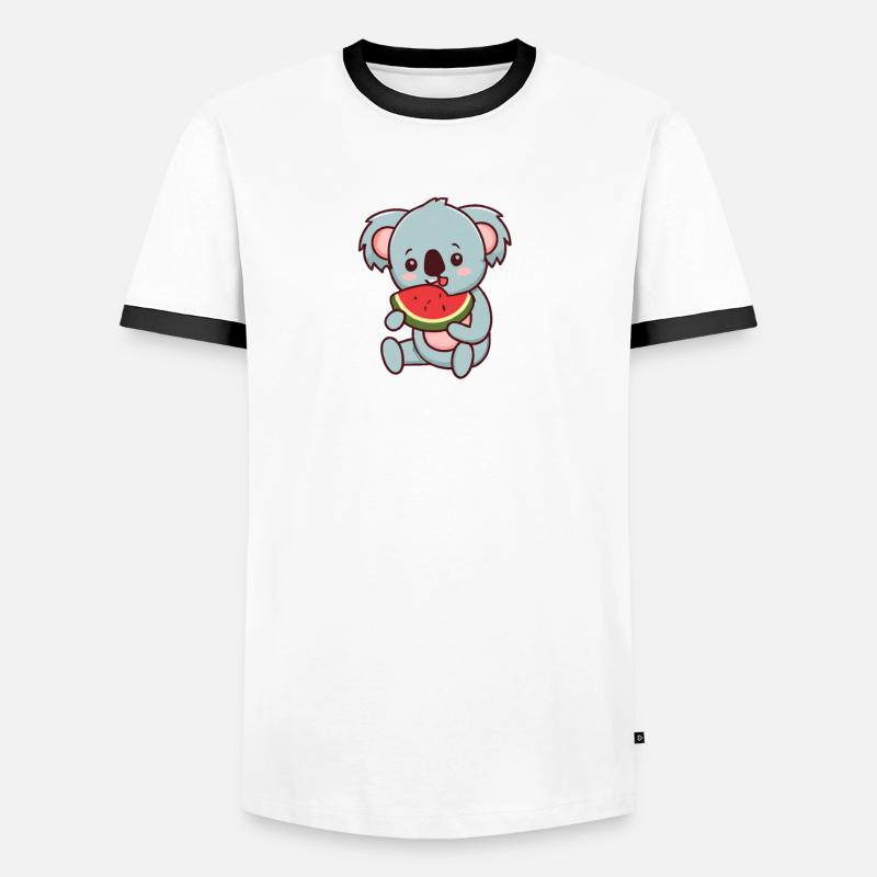 Kawaii Koala mange de la pastèque T-shirt contrasté Homme