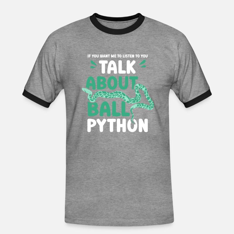 talk about ball python - Männer Kontrast-T-Shirt - Grau meliert/Schwarz