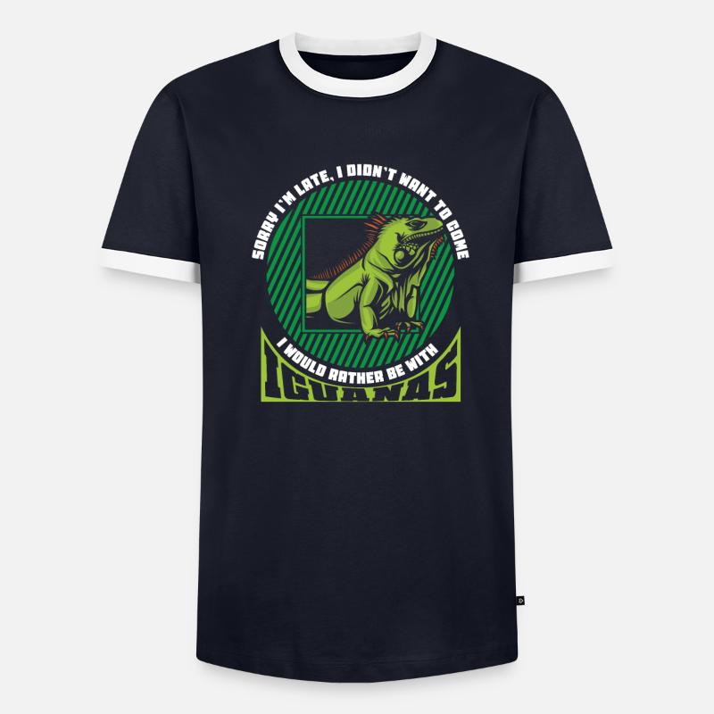 I would rather be with Iguanas Männer Kontrast-T-Shirt