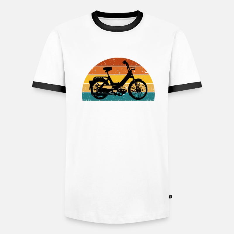 DDR Mobylette Oldtimer Roller Mofa Scooter 2 Takter T-shirt contrasté Homme