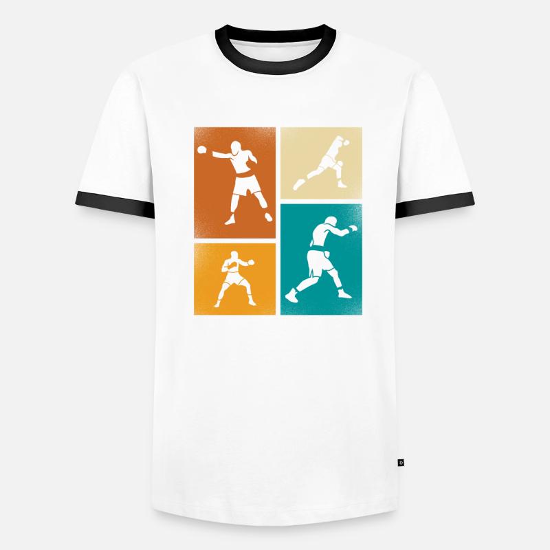 Art de la silhouette de boxe rétro T-shirt contrasté Homme