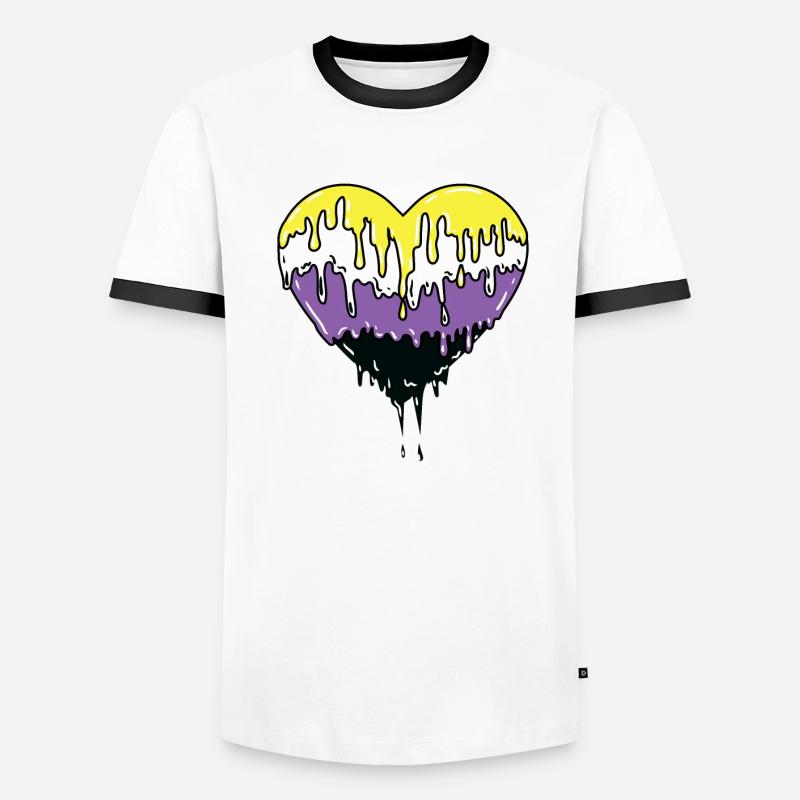 Nonbinary Pride Dropping Heart T-shirt contrasté Homme