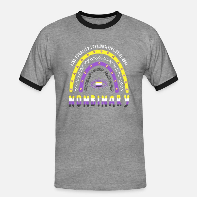 Boho Regenbogen Nonbinary - Männer Kontrast-T-Shirt - Grau meliert/Schwarz