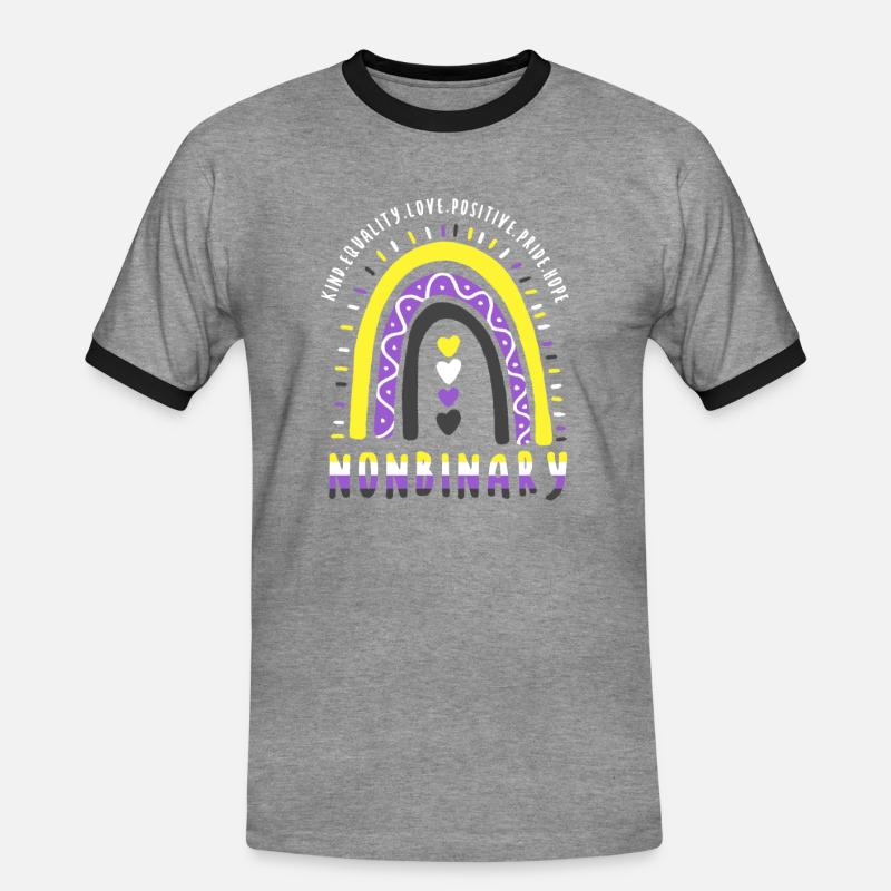 Nonbinary Boho Rainbow - Men's Ringer Shirt - heather grey/black